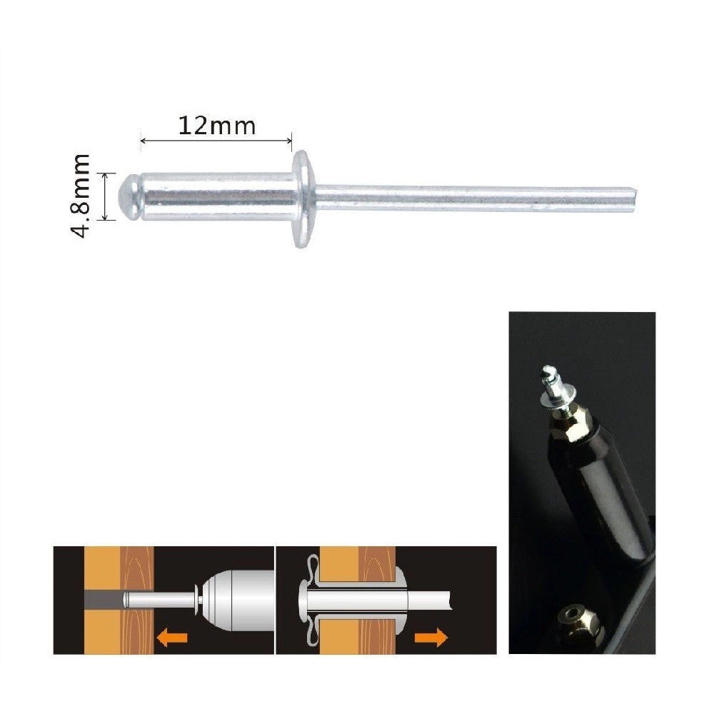 Trade Shop - Set 13pz Rivetti Rivetto 4.8x12mm Accessori Bricolage Ferramenta Fai Da Te 90821 -