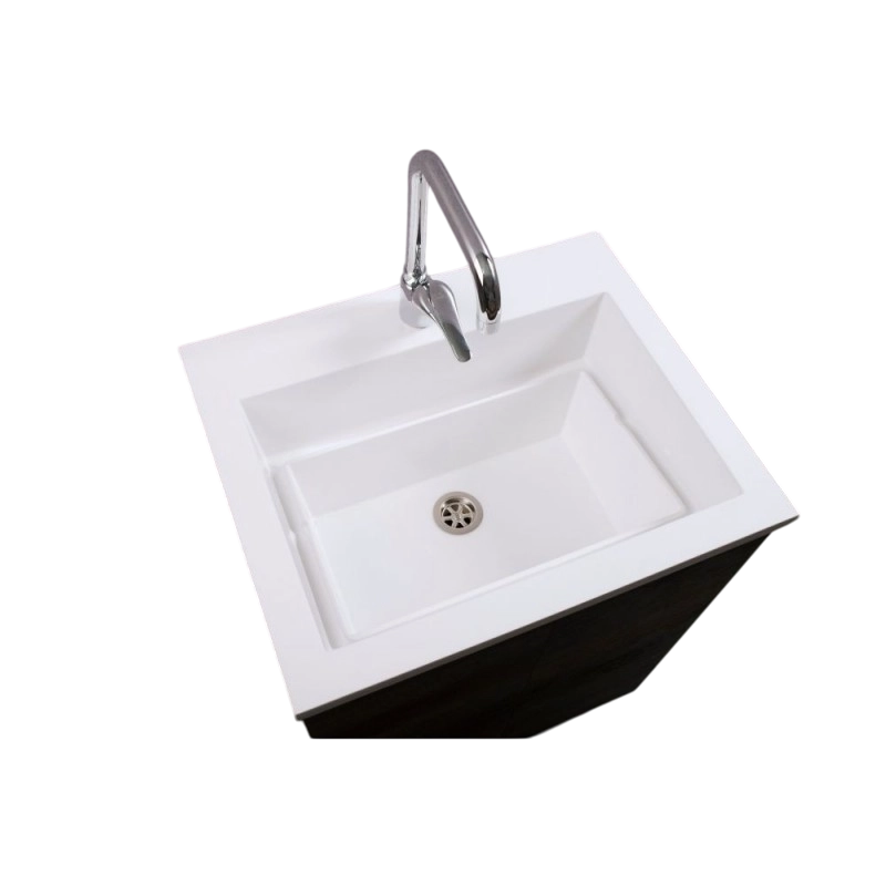 Mobile Lavatoio Vasca Zeus in MineralMarmo Apertura a 2 Ante 60x46x84 cm Grigio Cemento