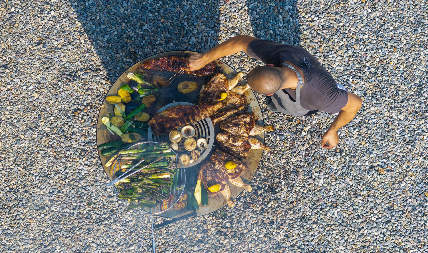 Barbecue a Legna Ø80x78 cm Azalea in Acciaio Nero Alta Temperatura