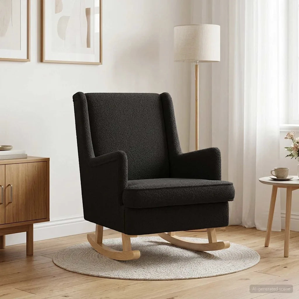 Sedia a dondolo Nero 62 x 80 x 85 cm Bouclé 42029974