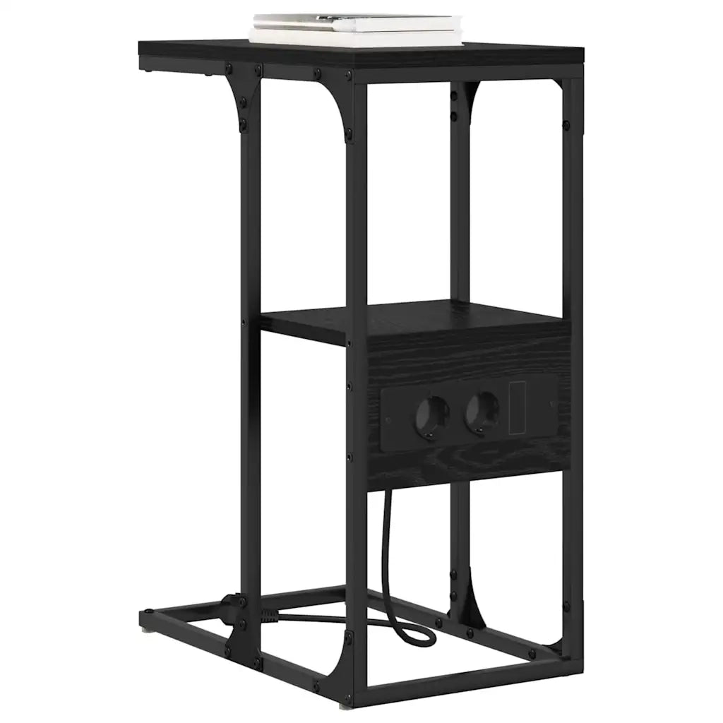 Comodino | Armadio da Notte | Mobiletto da notte Rovere Nero 41,5 x 26 x 60,5 cm
