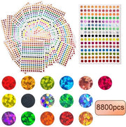 Etichette 8800 Stuks - Punti Circolari Luccicanti - Etichette Ronde - 16 Colori - Carta di Alta Qualità - Ambientalmente Piatto - Adesivi