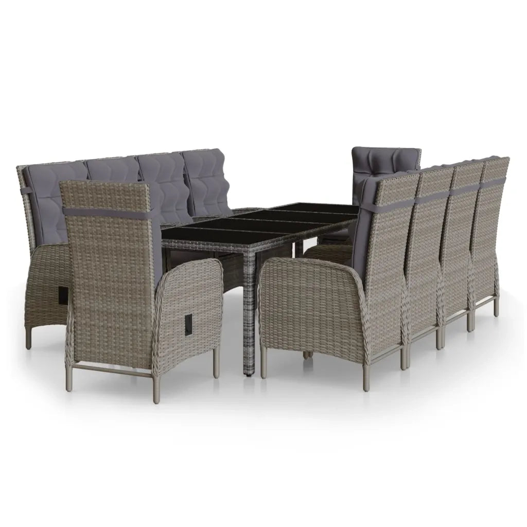 Set Pranzo da Giardino 11pz in Polyrattan Grigio 3058558