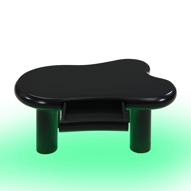Tavolino basso a forma di nuvola con LED a 16 colori e cassetto in MDF nero 98 × 65,5 × 40 cm