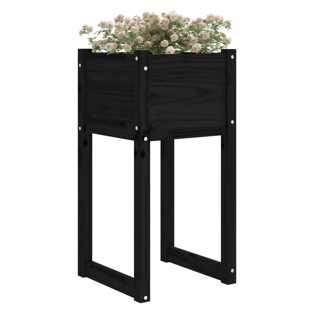 Fioriere 2 pz Nero 40x40x81 cm in Legno Massello di Pino 822131