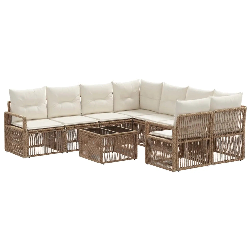 Set Divano da Giardino 9 pz Beige polyrattan 3435660