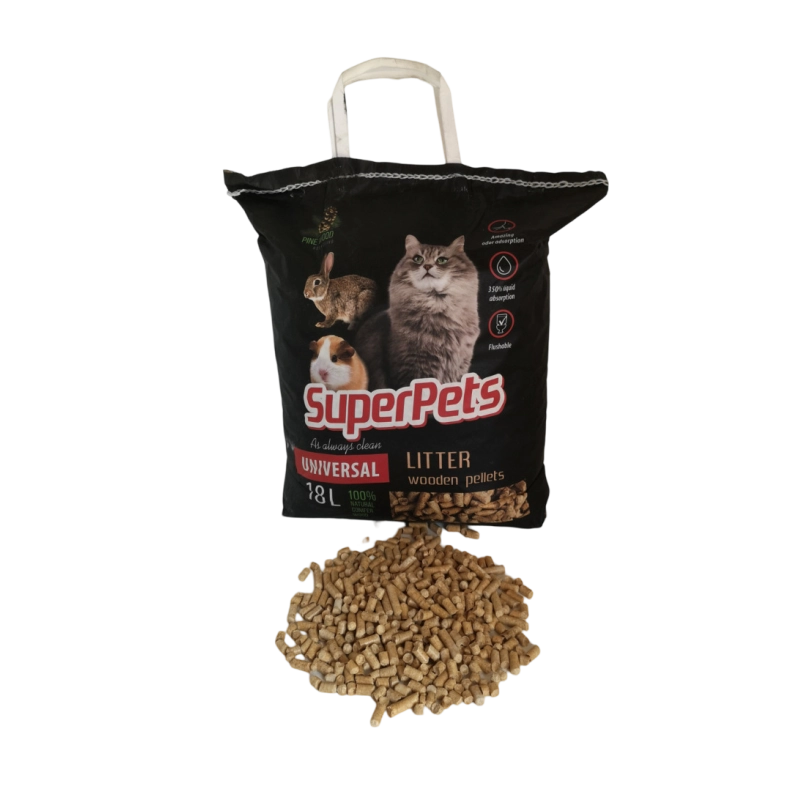Lettiera superpets universale biologica, in pellet ecologico per animali domestici e uccelli, confezione 4pz - 72lt/24kg - 170003
