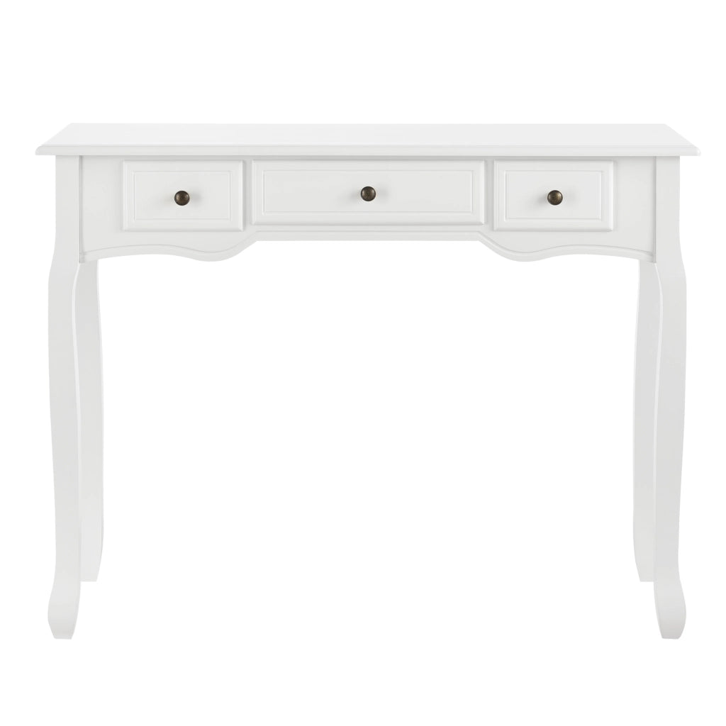 Tavolo Consolle Vintage con 3 Cassetti - Bianco [en.casa]