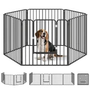 Recinto per Cani a 6 Pannelli Modulabili da Interno ed Esterno, in Acciaio, 164x83x80 cm, Nero