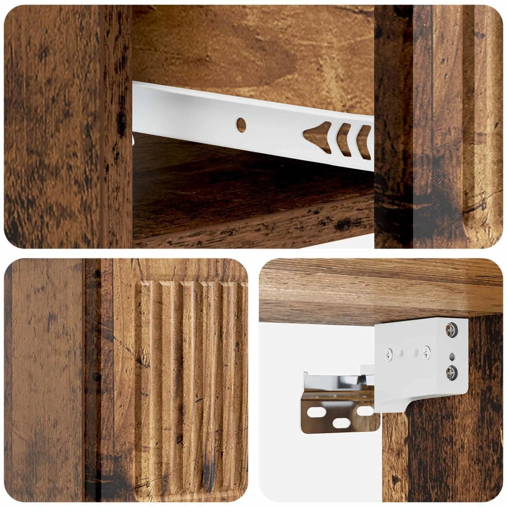 Mobiletto da notte a muro 2 pcs Legno antico 33 x 34,5 x 20 cm 897932