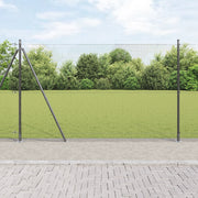 Recinzione in filo saldato con 7 pali flangiati Grigio 1.4x10 m Acciaio