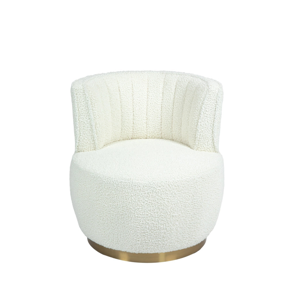 Poltrona Girevole 360¡ã in Velluto ¨C MINIMAL ¨C Bianco, Design Moderno per Soggiorno e Camera