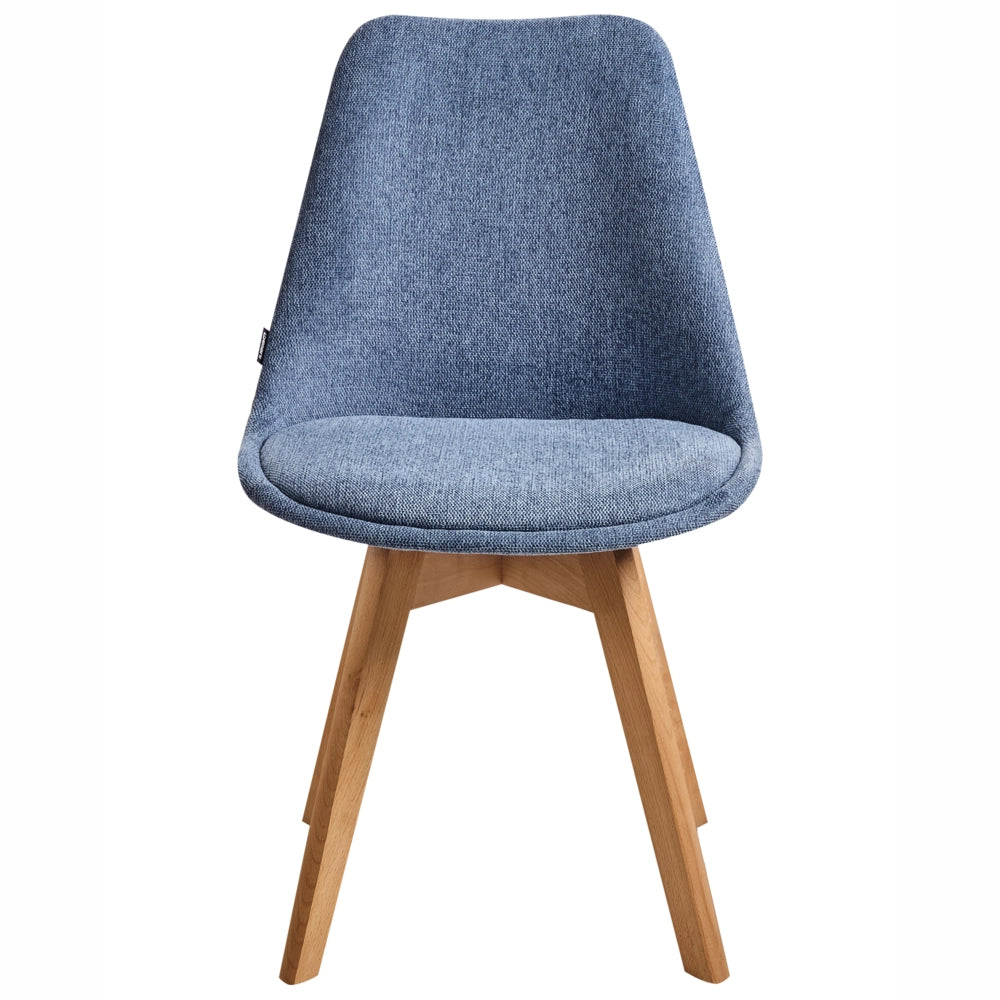 Set di 2 sedie da pranzo con gambe in legno eleganti in ecopelle azzurra