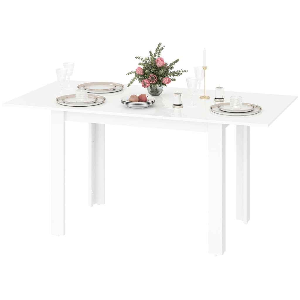 Tavolo da Pranzo Allungabile in MDF per 4-6 Persone ¨C zephmum ¨C Bianco Lucido 120-160x80x78 cm