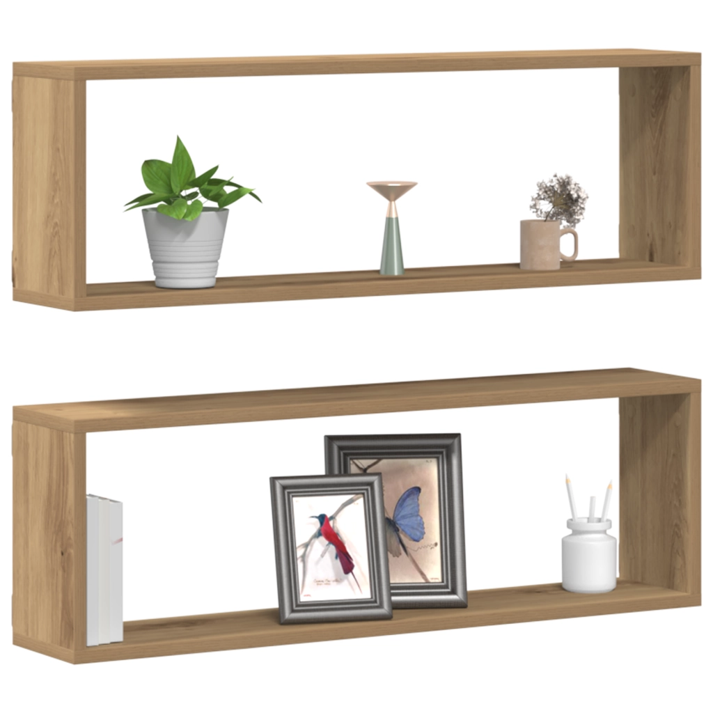 Mensole a parete  2 pezzi in rovere artigianale 80x15x26 cm in legno ingegnerizzato