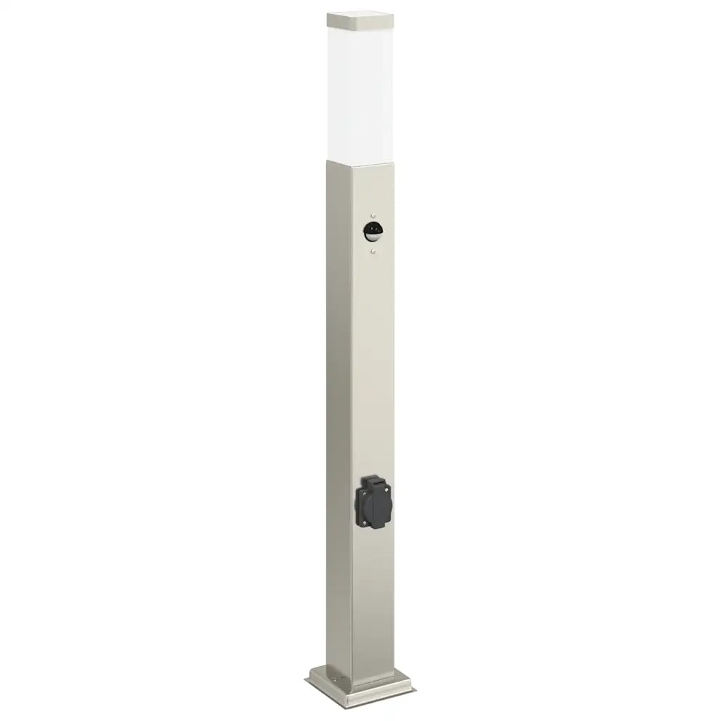 Lampada a paletto con sensore e presa 80 cm Acciaio Inox IP44 4006067