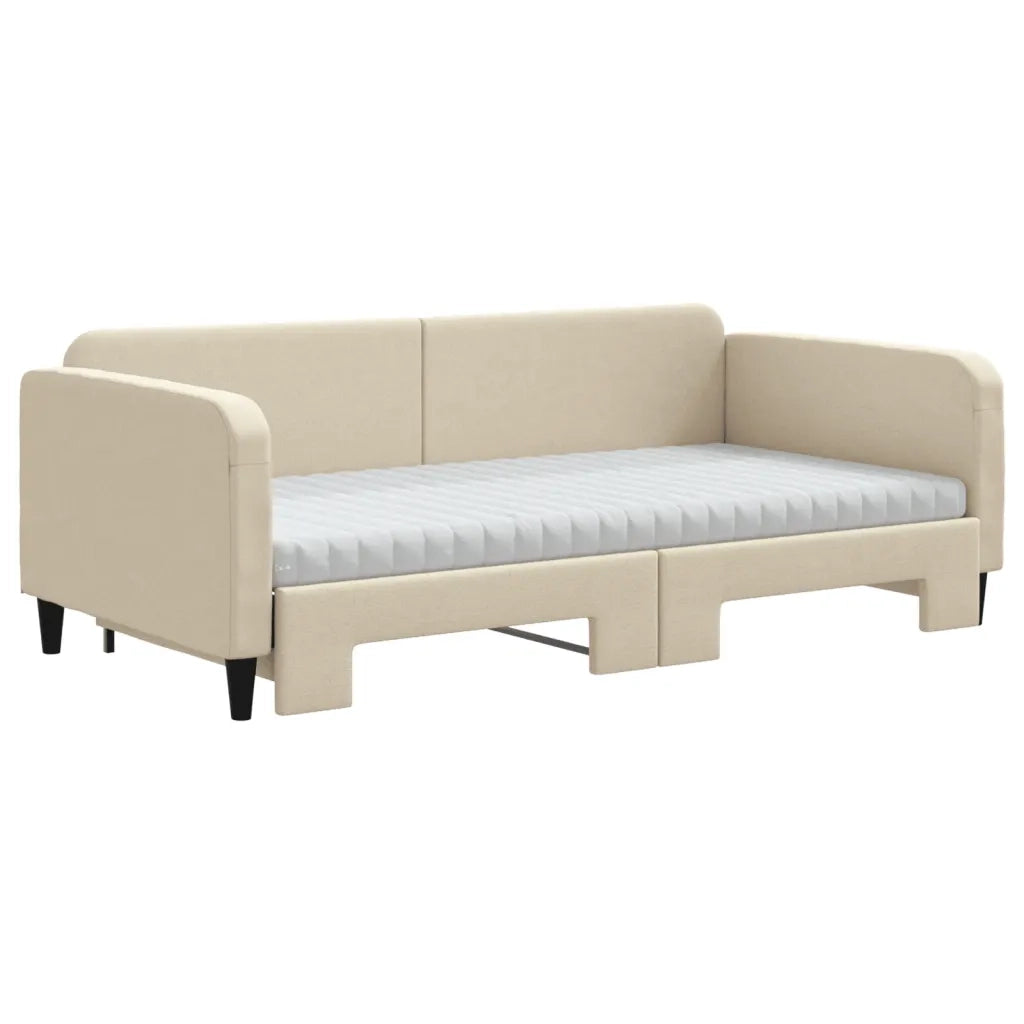 Divano Letto Estraibile con Materassi Crema 100x200 cm Tessutocod mxl 106616