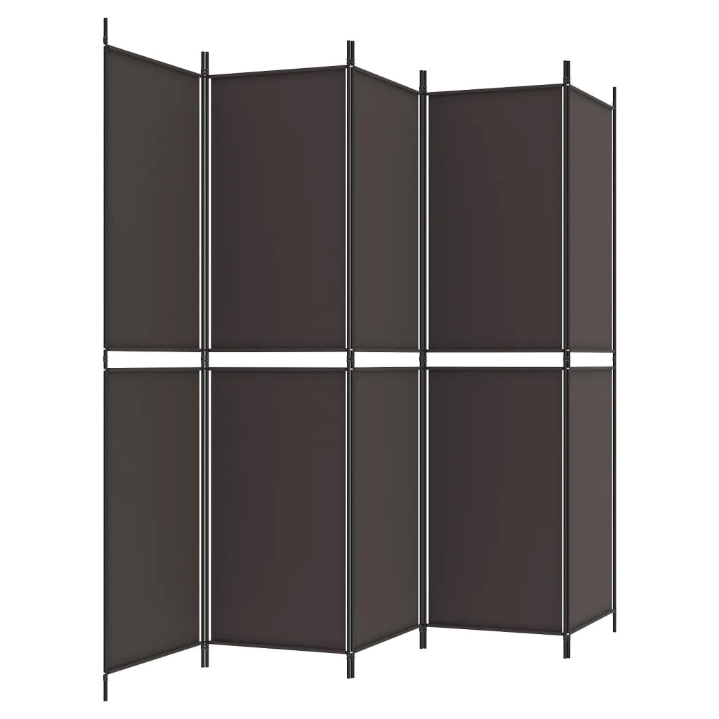 Divisorio a 5 Pannelli Marrone 250x200 cm in Tessuto 350235