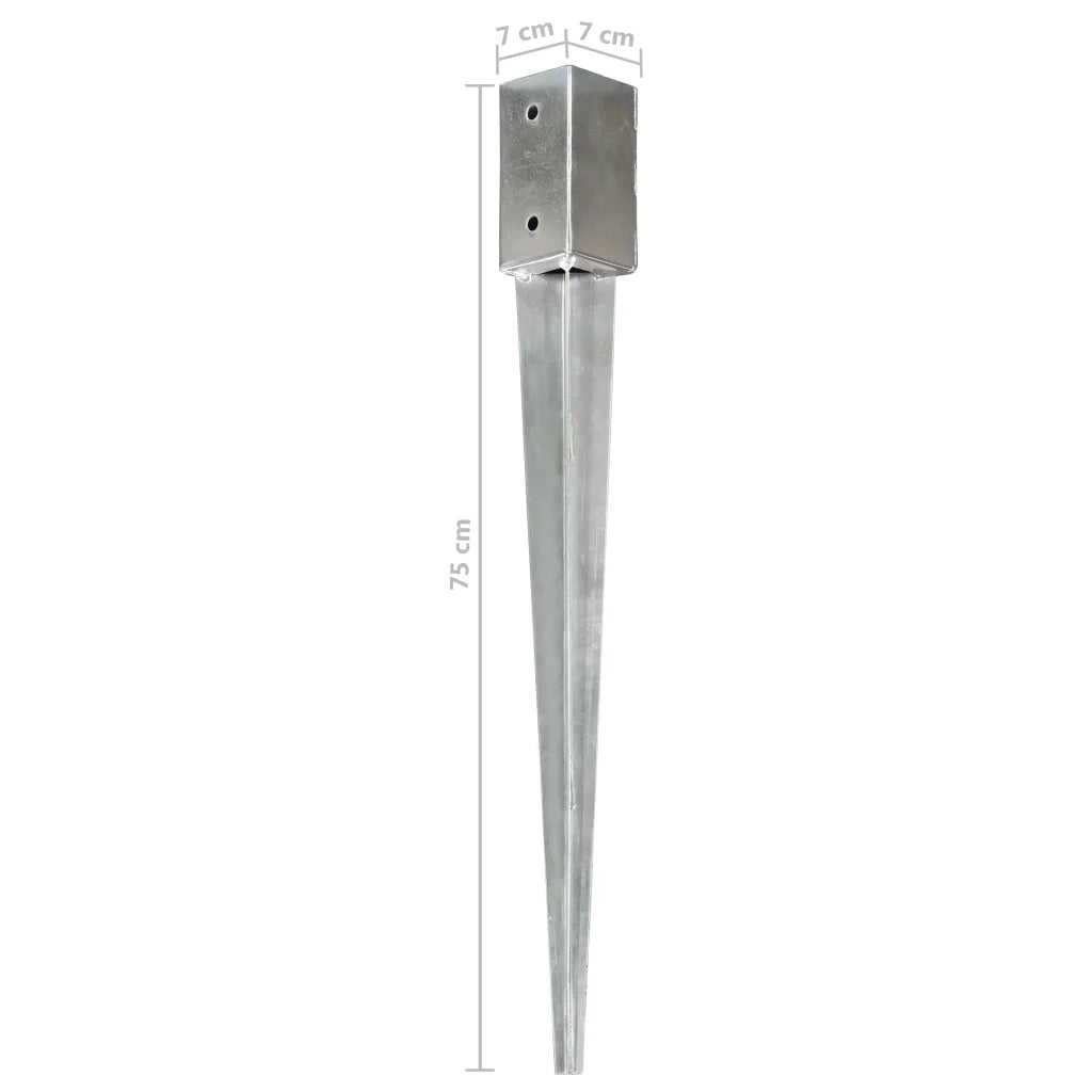Picchetti di Terra 12 pz Argento 7x7x75 cm Acciaio Galvanizzato CFW1465181