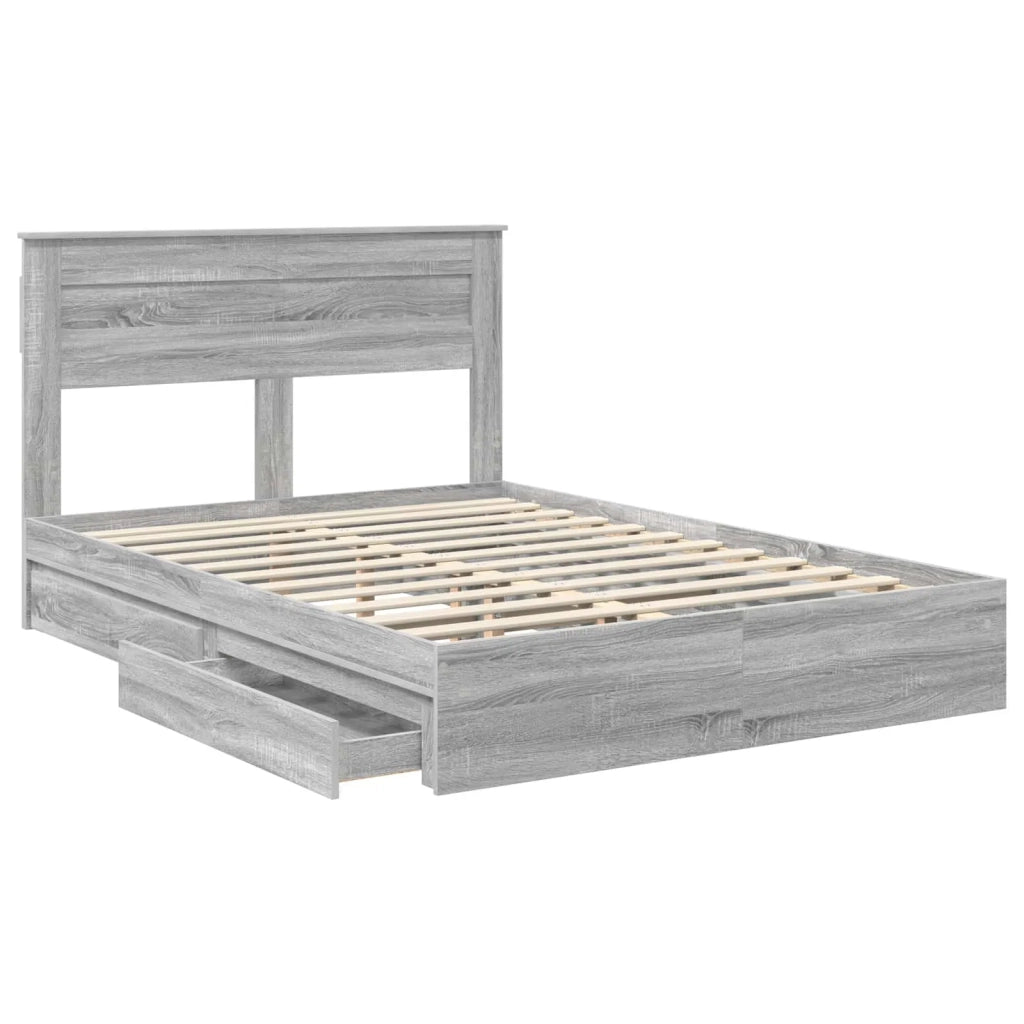 Letto con Contenitore con testiera Grigio Sonoma 150 x 200 cm