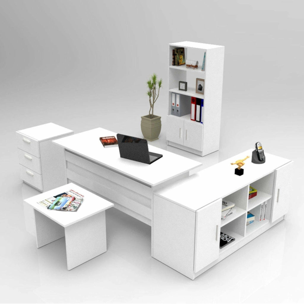 Hilda, set da Ufficio 4 Ripiani, Bianco