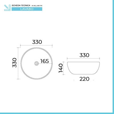 Lavabo da appoggio grigio cemento tondo 33 cm in ceramica  Zelos