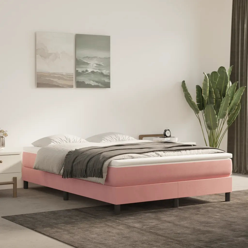 Materasso a Molle Insacchettate Rigidità Media Rosa 140x200x20 cm in Velluto 347813