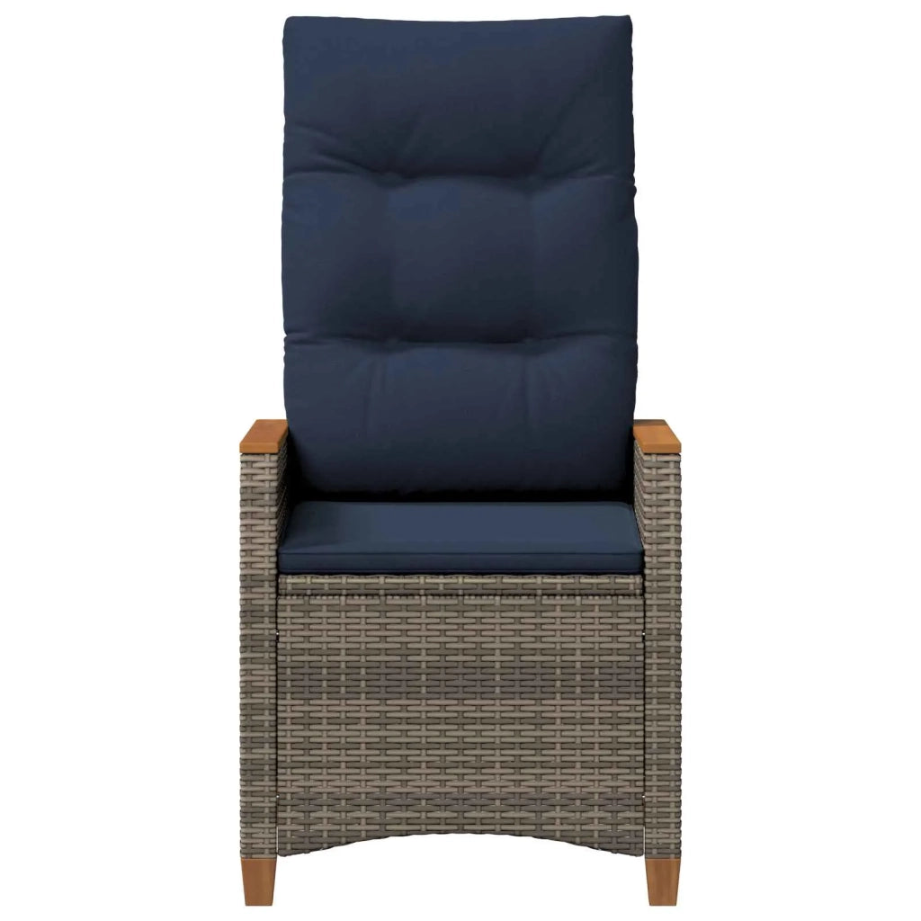 Sedia da giardino reclinabile 2 pcs Grigio e Blu Navy