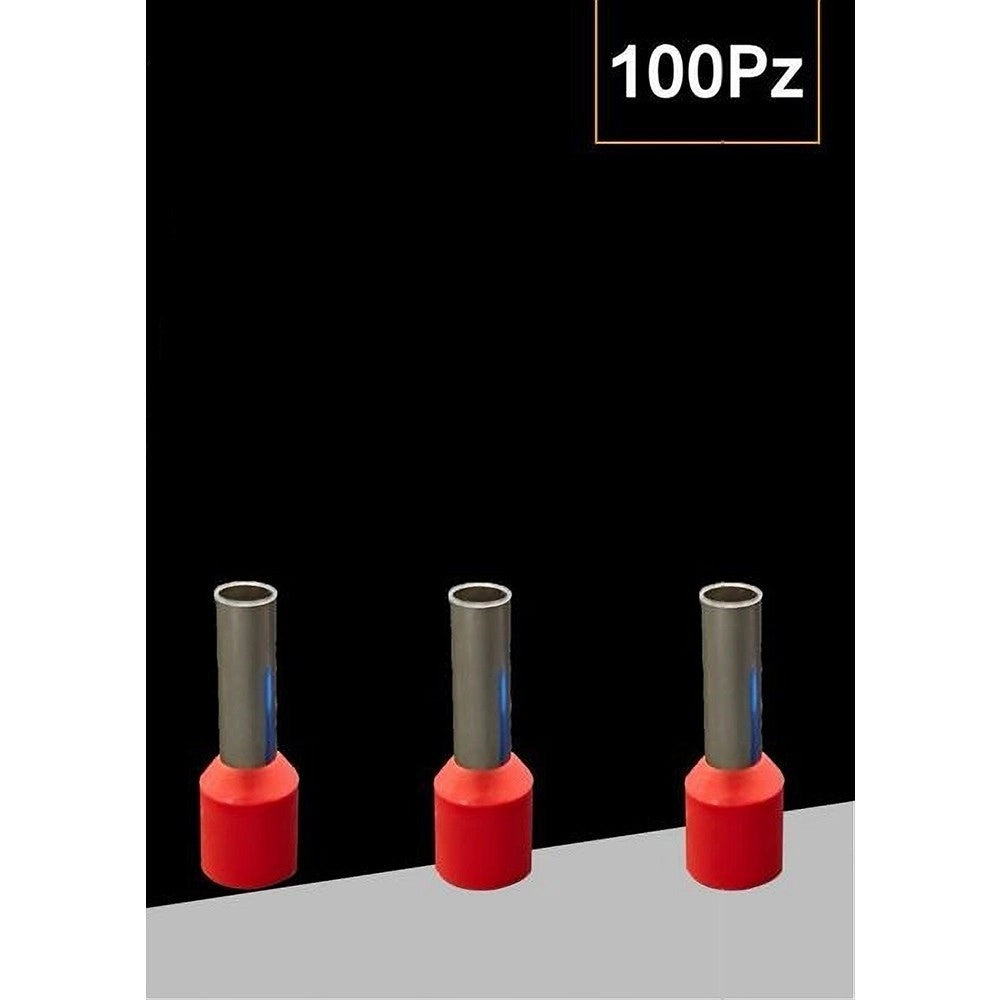 Trade Shop - Confezione 100 Pz Tubetto Capicorda Isolato Per Cavi 10mm² Terminale 12mm E10-12 -