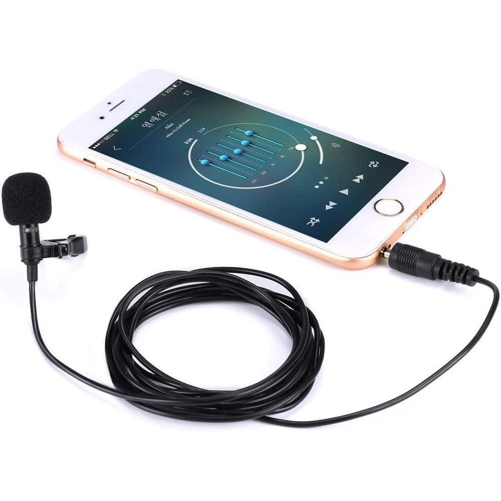 Trade Shop - Mini Microfono Clip A Condensatore Omnidirezionale 3.5mm Adattatore Smartphone -