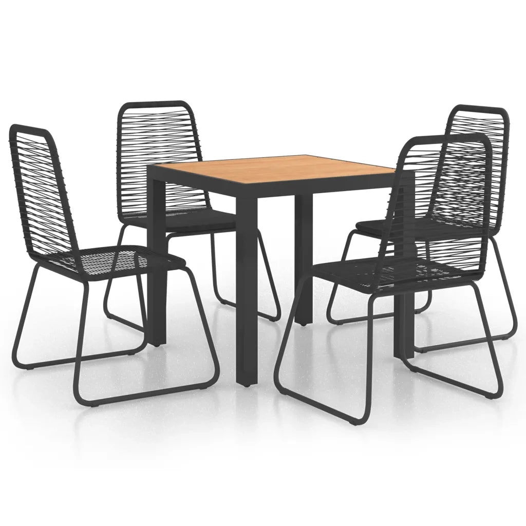 Set da Pranzo da Giardino 5 pz in Rattan PVC Nero e Marrone 3060125