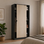 Armadio Camera da Letto Orgosolo, Guardaroba 2 Ante 4 Ripiani, 50x200h cm Grigio Antracite