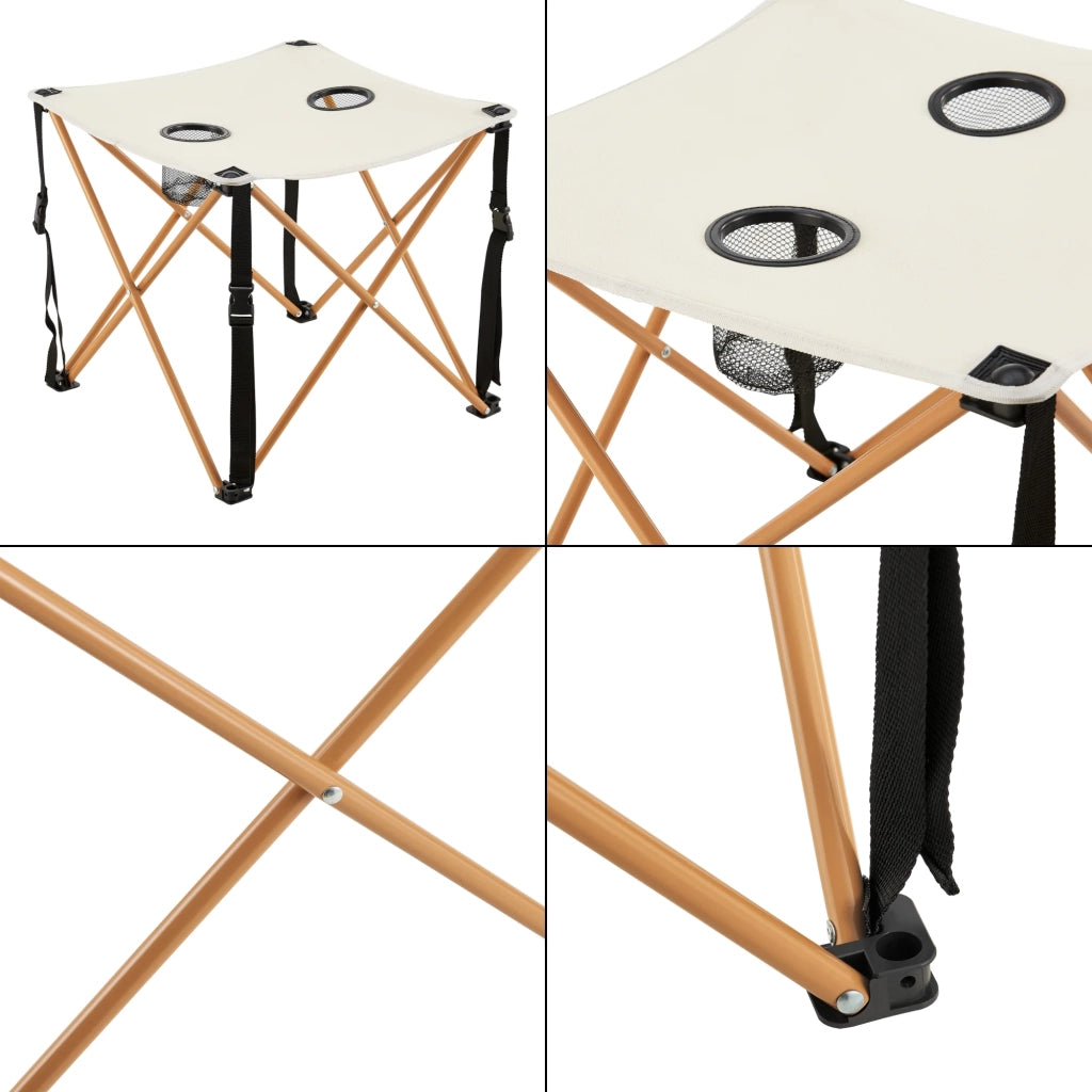 Tavolo da campeggio pieghevole beige e 2 sedie 03_0010689