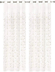 Tende Finestre Porta Interno 140x280 cm Coppia 2 Pz Semitrasparente Fiori Tortora