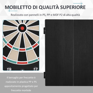 Bersaglio Freccette Elettronico 51x6,5x57 cm con 12 Freccette e 6 Display Nero