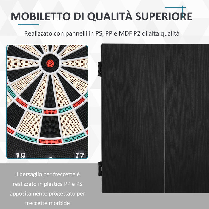 Bersaglio Freccette Elettronico 51x6,5x57 cm con 12 Freccette e 6 Display Nero