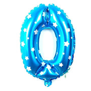 Trade Shop - Palloncino Numero 0 Azzurro Stelle Bianche 35cm Elio Decorazione Party Festa -