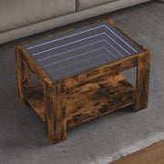 Tavolino Salotto con LED Rovere Fumo 73x53x45 cm Multistrato 847550