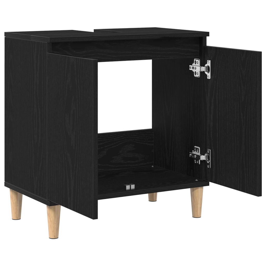 Mobile Lavabo Nero Rovere 58x33x60 cm Legno Ingegnerizzato