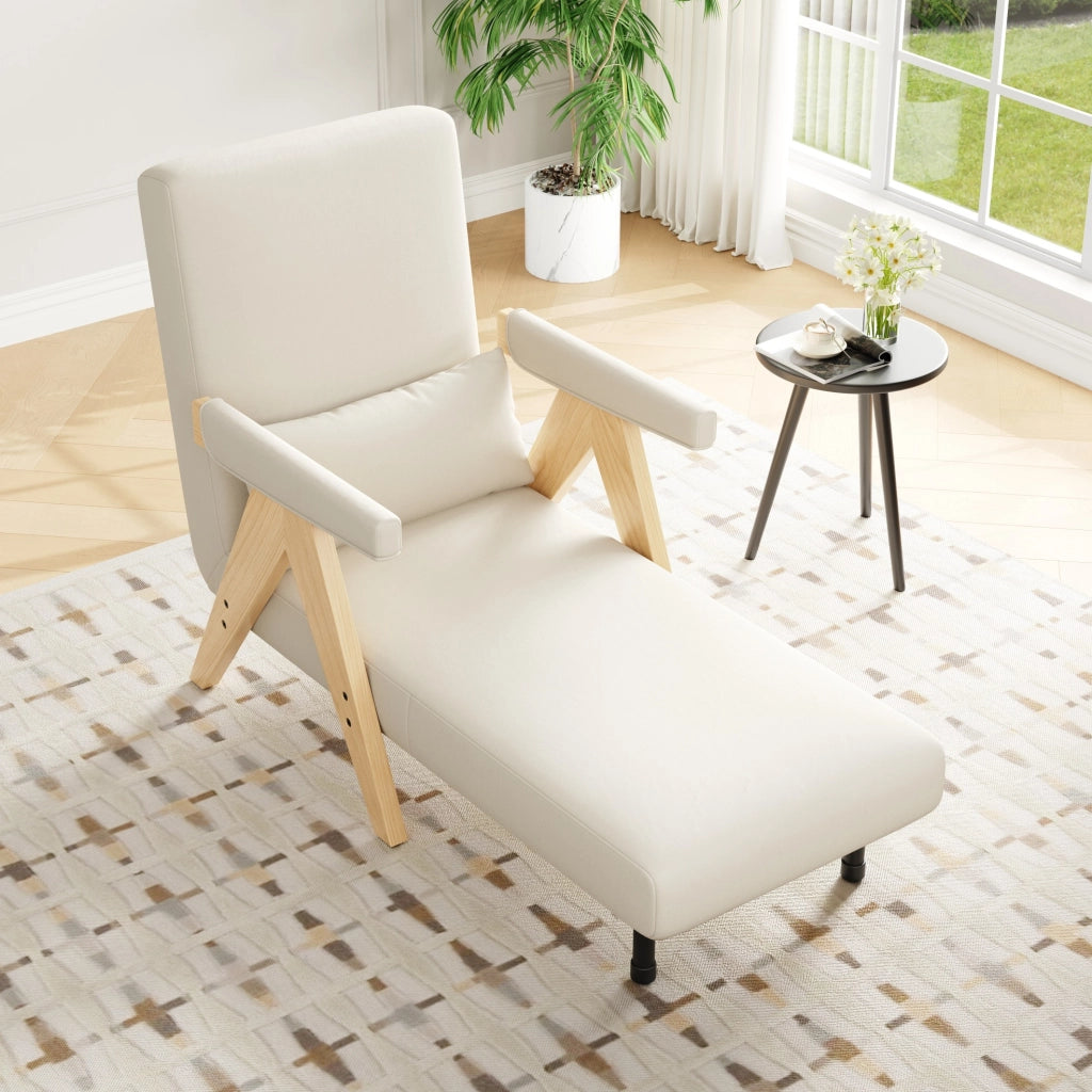 Poltrona letto 3 in 1 beige con schienale regolabile