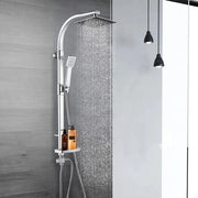 Set di doccia per bagno, sistema di doccia a parete con colonnina in acciaio inossidabile, doccia a pioggia con testa di doccia, piastra di supporto