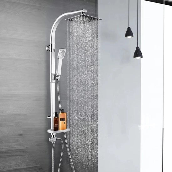 Set di doccia per bagno, sistema di doccia a parete con colonnina in acciaio inossidabile, doccia a pioggia con testa di doccia, piastra di supporto