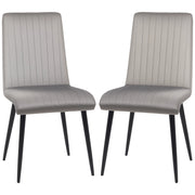 Set 2 Sedie da Cucina Imbottite e Salvaspazio con Gambe in Acciaio, 43x58x90 cm, Grigio e Nero
