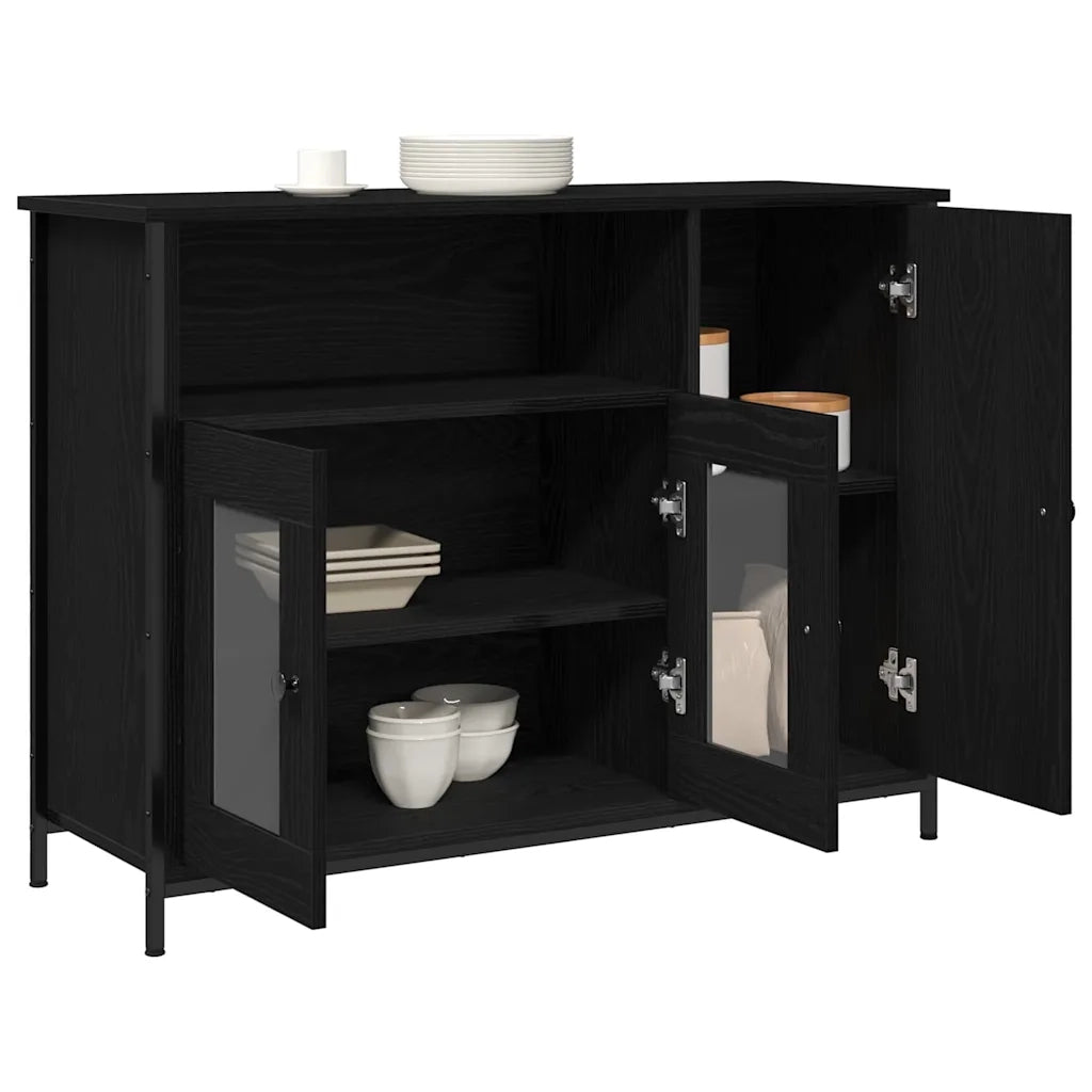 Credenza | Madia | Buffet da pranzo | Armadio da pranzo Rovere Nero 100 x 35 x 75 cm