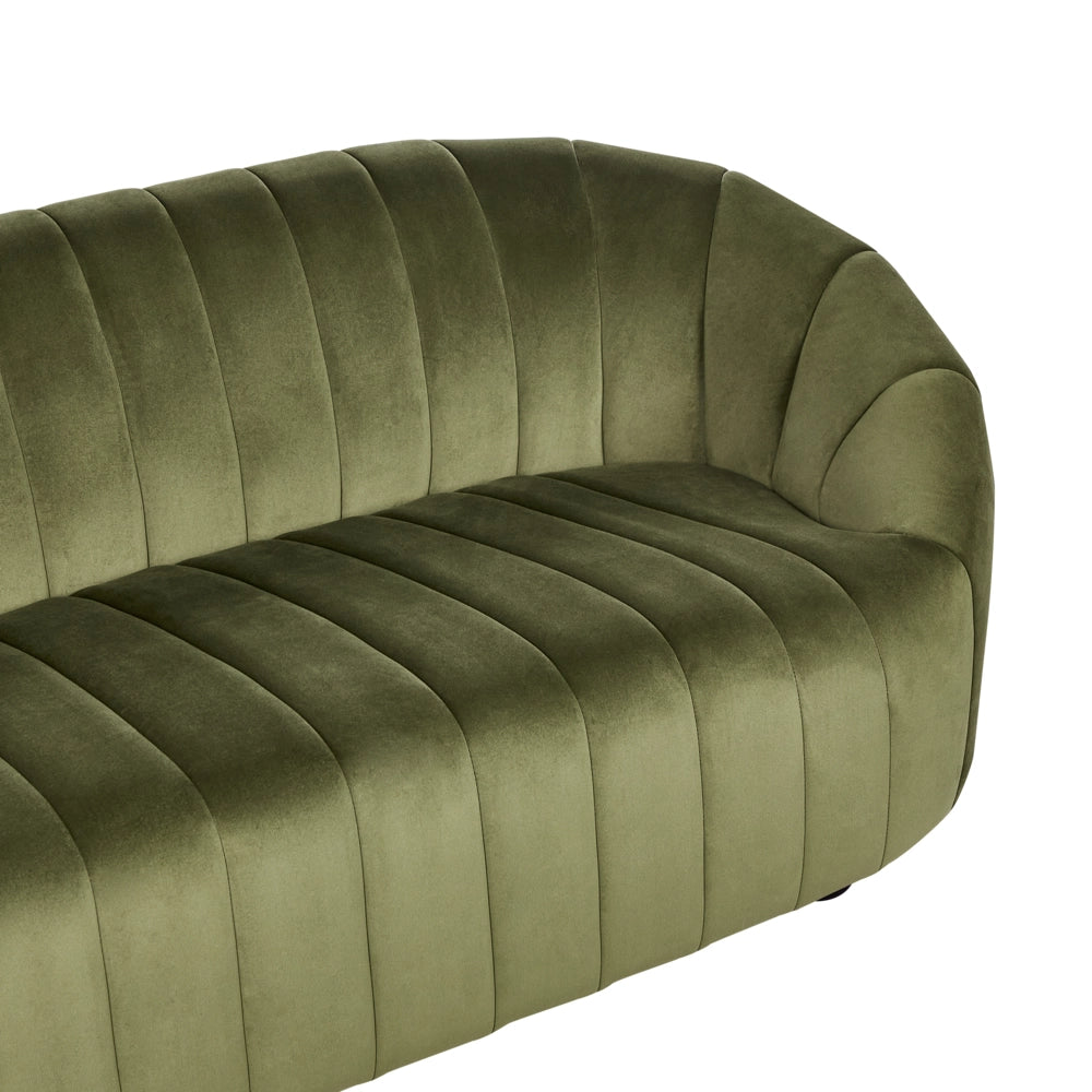Divano 3 posti in velluto verde scuro Design contemporaneo e retrò Seduta imbottita e schienale basso