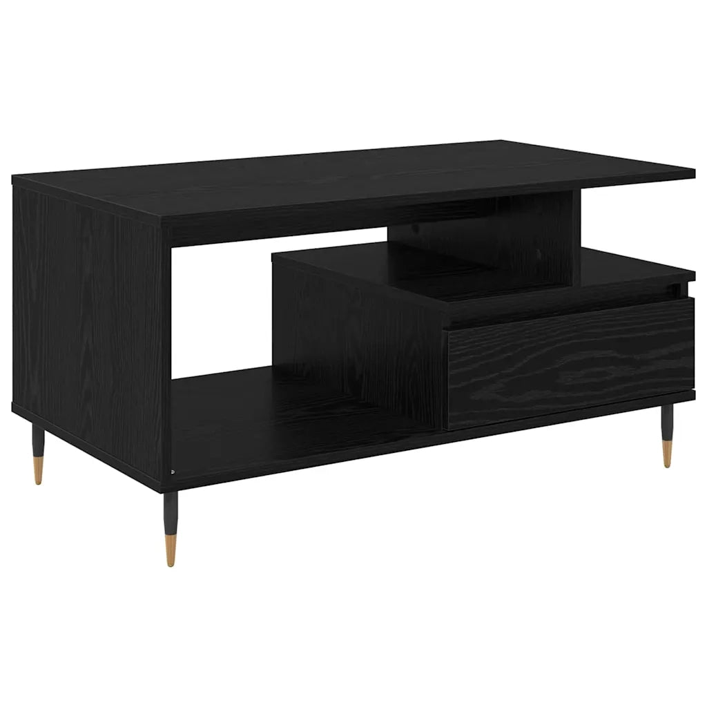 Tavolino da salotto con cassetto Rovere Nero 90 x 49 x 45 cm 882707