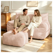 Poltrona pouf oversize in flanella rosa, ergonomica e imbottita, senza montaggio
