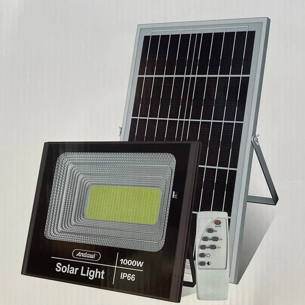 Trade Shop - Faro Led Luce Con Pannello Solare Da 1000 Watt Ip66 Waterproof Telecomando Wireless -