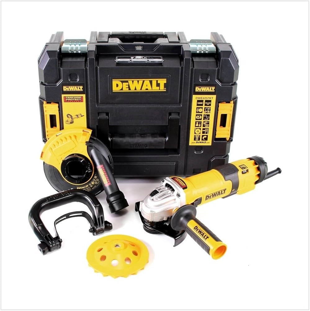 SMERIGLIA DEWALT D.125mm 1500Watt + MOLA DIAMANT. E CUFFIA D'ASP. - DWE4257KT-QS
