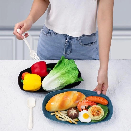 Set di piatti, 8 pezzi, piatti di plastica in PP, piatti leggeri per il cibo, riutilizzabili, piatti colorati per bambini e adulti, resistenti, piatti piatti per pizza, pasta, ecc.